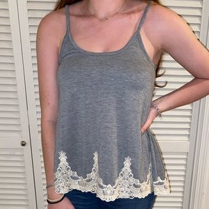 Grey tank with lace detail
